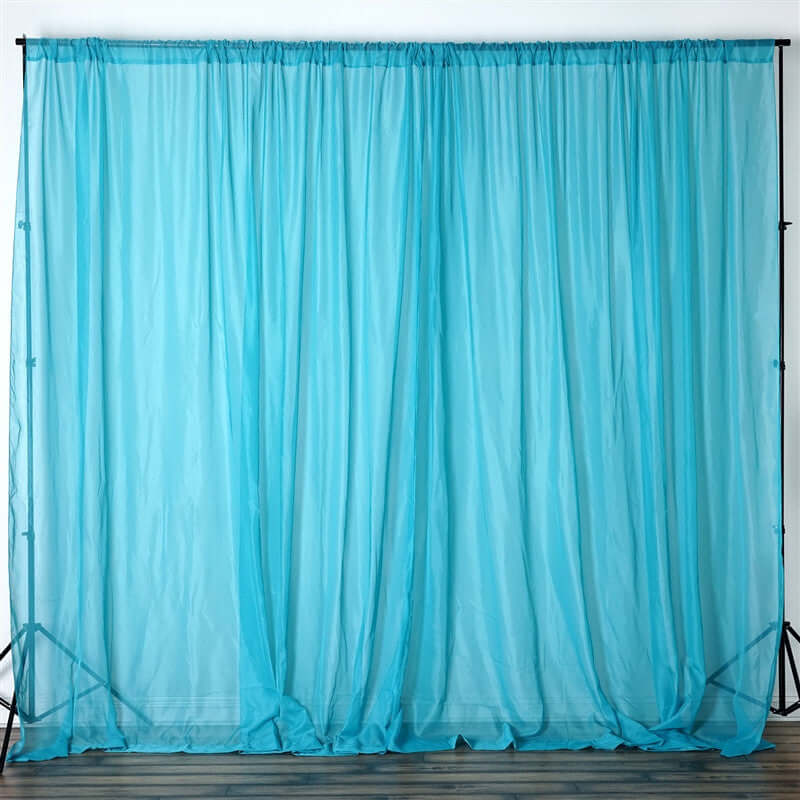 2 Pack Turquoise Sheer Chiffon Event Curtain Drapes, Durable Flame Resistant Premium Organza Backdrop Event Panels With Rod Pockets - 10ftx10ft