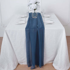 Premium Chiffon 6ft Table Runner Navy Blue - Flowy & Lightweight Table Decor