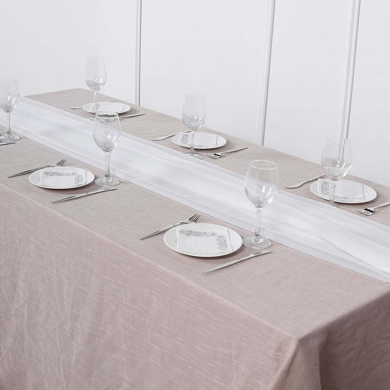 Premium Chiffon 6ft Table Runner White - Chic Flowy & Lightweight Table Decor