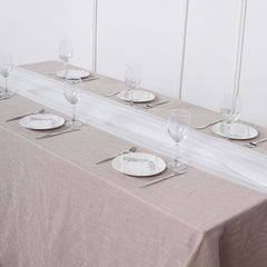 Premium Chiffon 6ft Table Runner White - Chic Flowy & Lightweight Table Decor