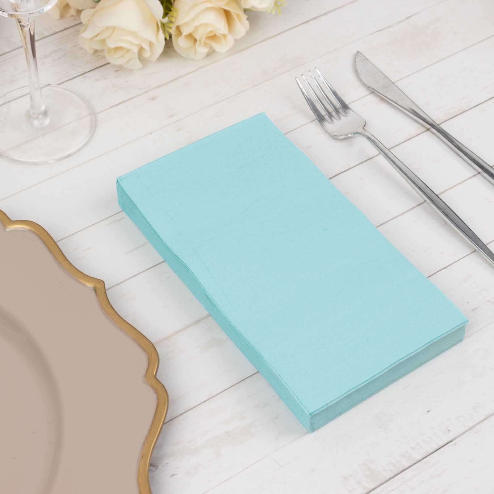 50-Pack Paper Napkins Soft Blue - Disposable 2-Ply Cocktail and Beverage Napkins for Weddings