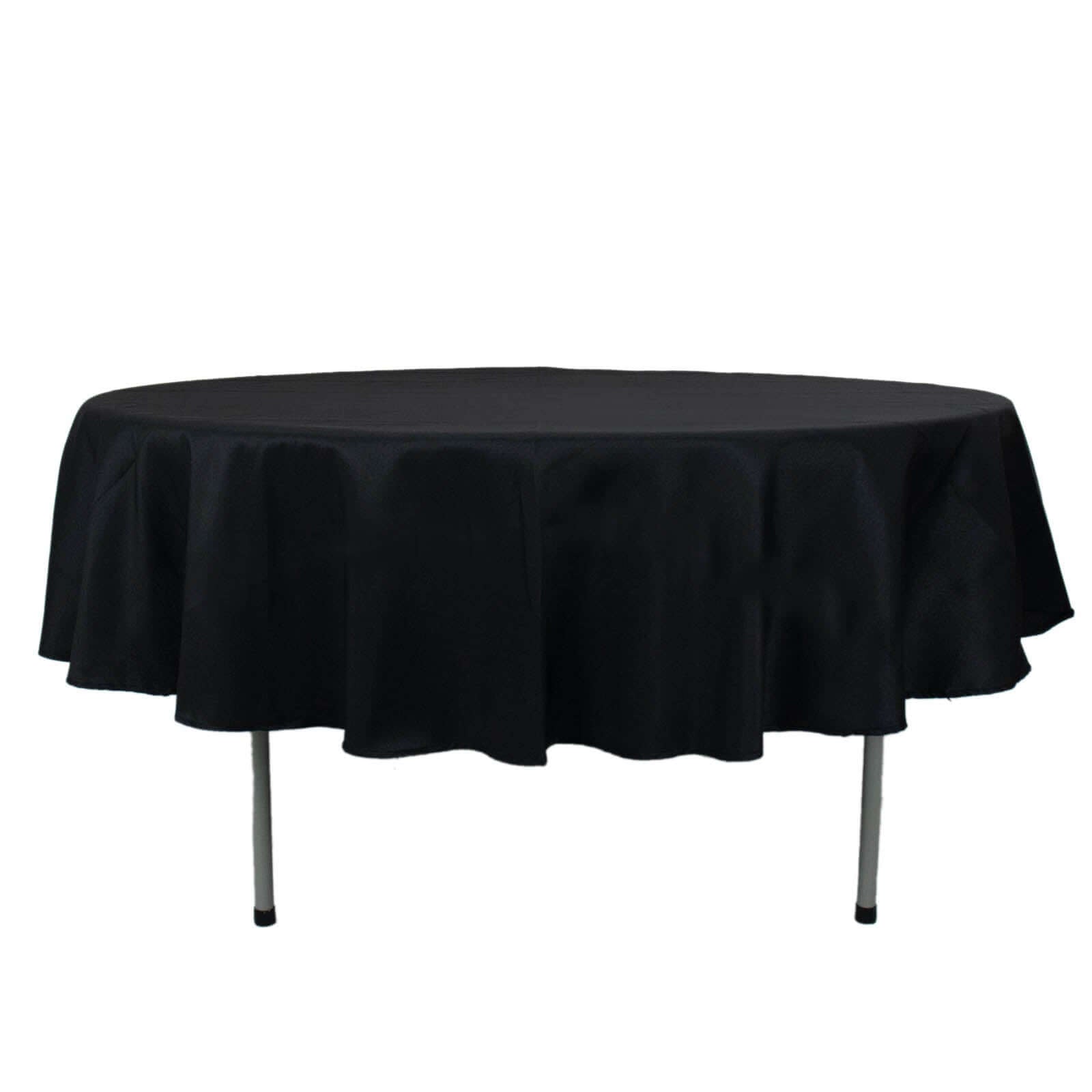 Premium Polyester 90" Round Tablecloth Black - Stain and Wrinkle-Resistant 220GSM Table Cover for Weddings & Event Decor