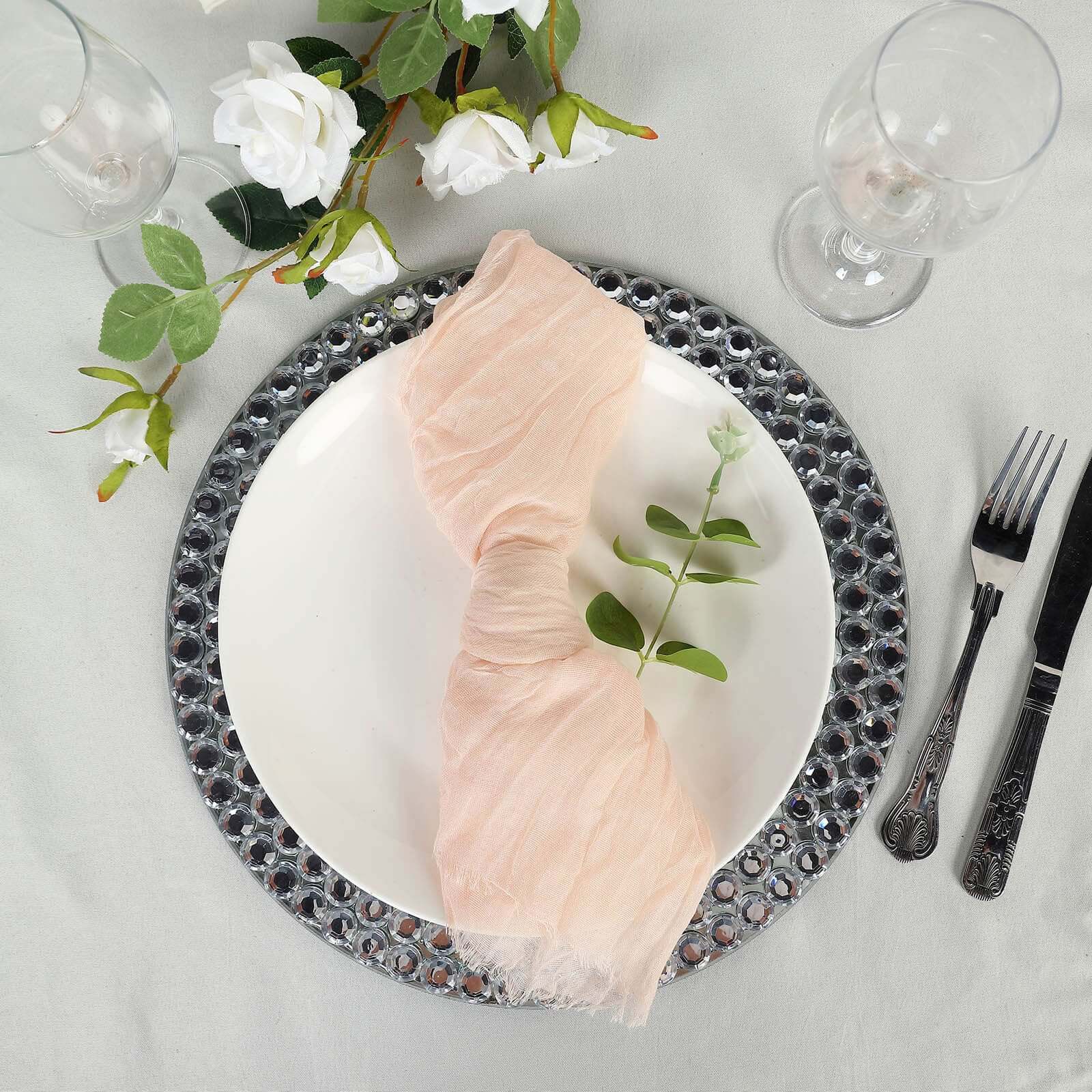 5 Pack Gauze Cheesecloth 24"x19" Napkins Blush Reusable Dinner Napkins
