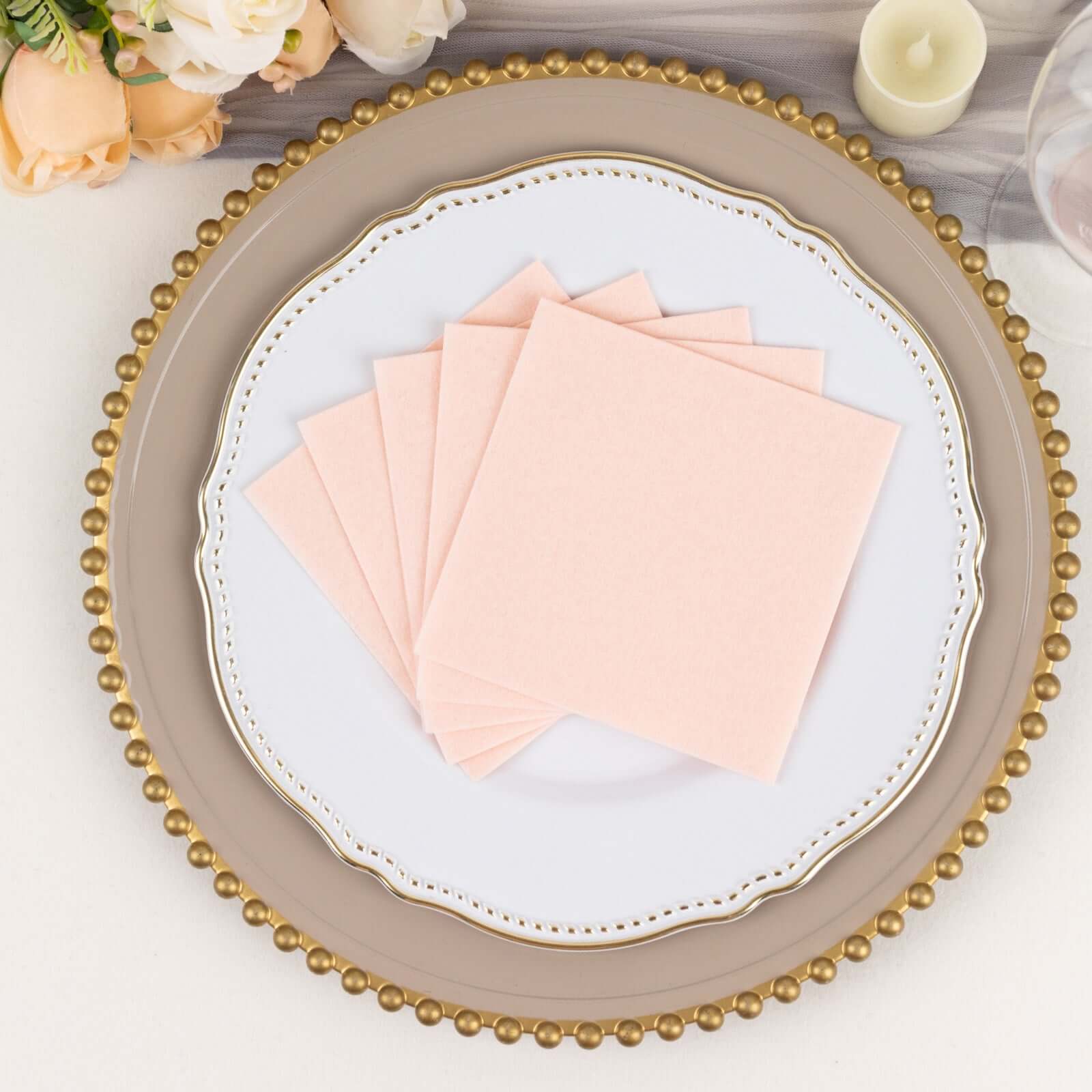 20-Pack Paper Linen-Like Cocktail Napkins Blush - Disposable 5"x5" Airlaid Soft Napkins