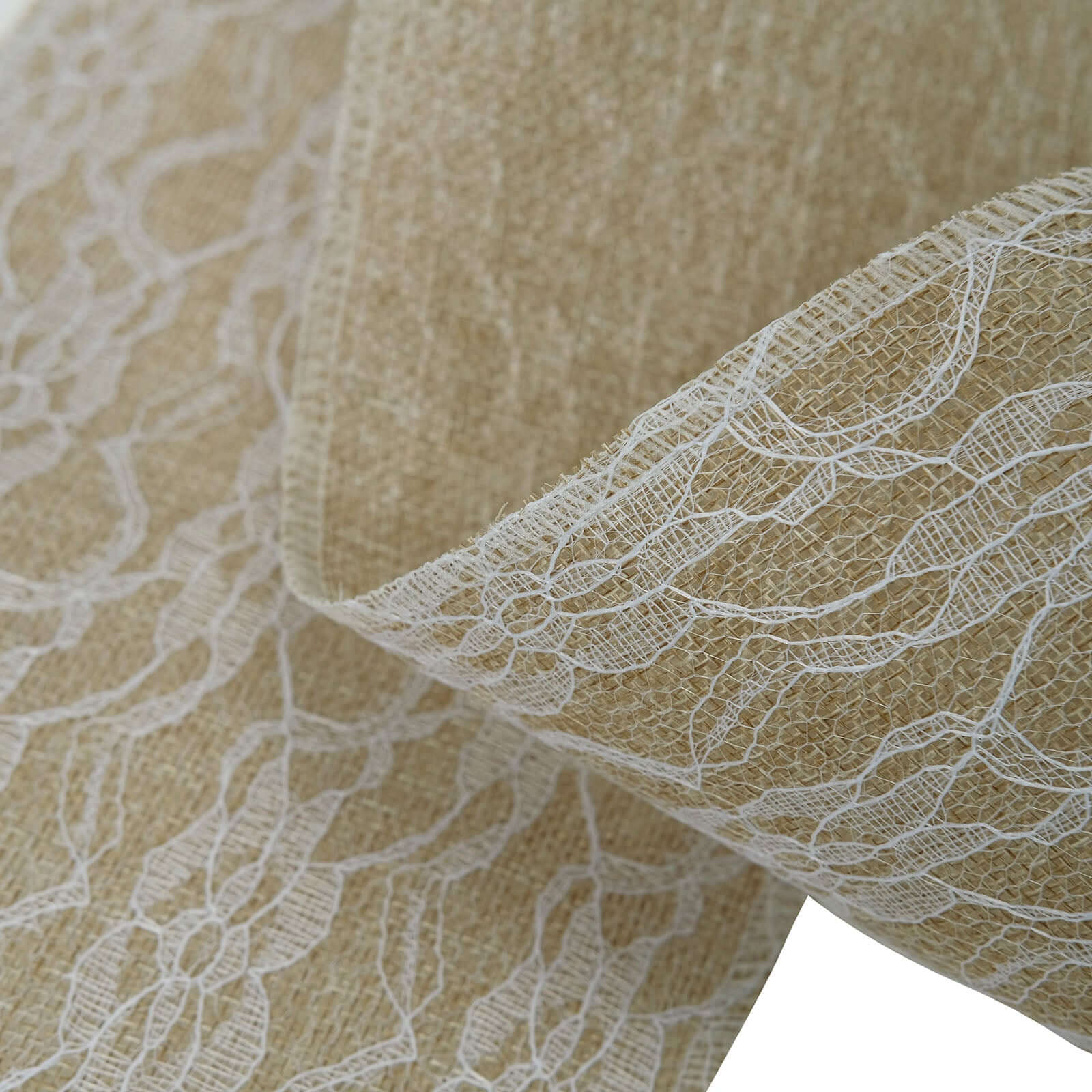 6"x10 Yards Natural Jute Burlap Ribbon with Lace Overlay