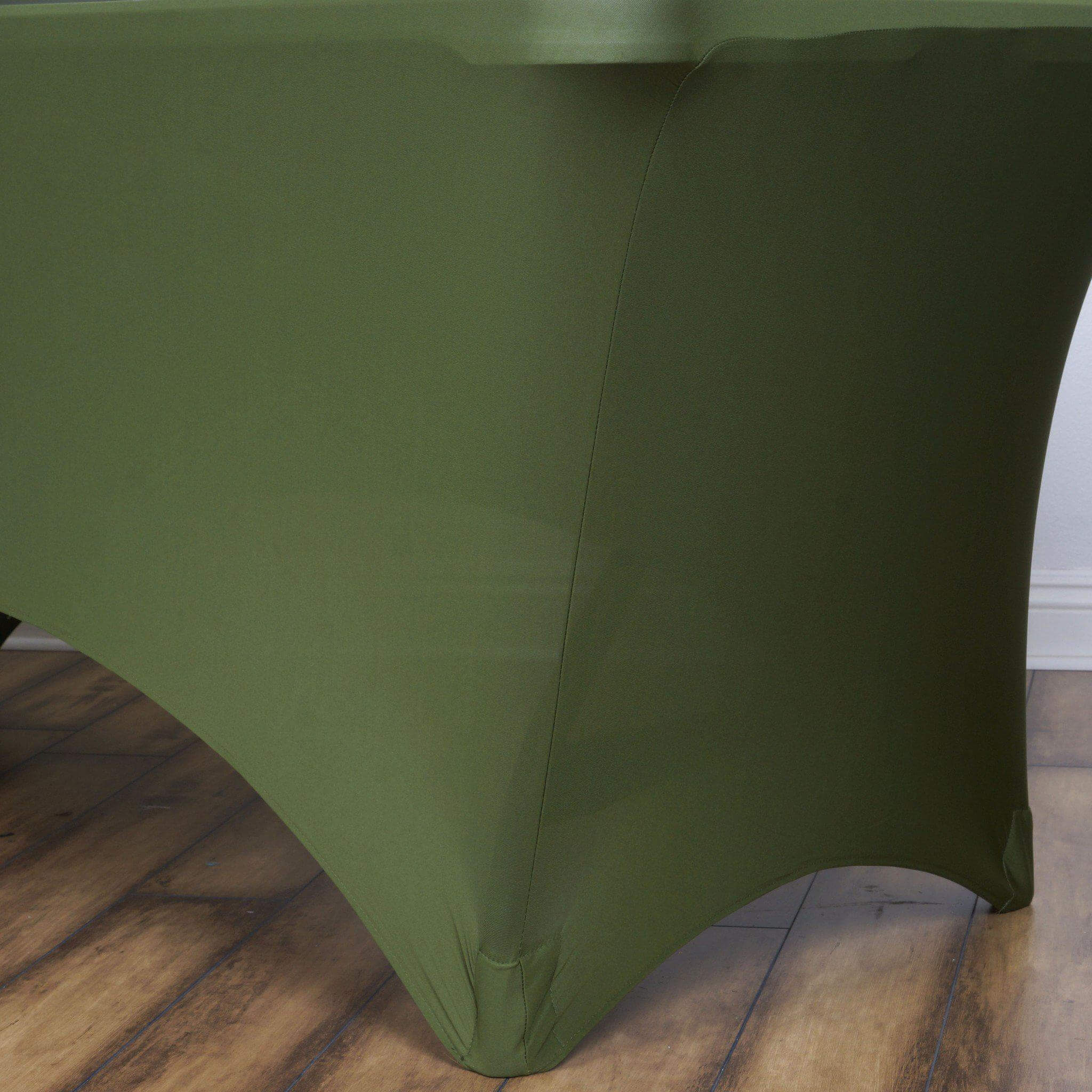 Stretch Spandex 6ft Rectangle Tablecloth Olive Green - Durable Form-Fitting Table Cover for Events & Presentations