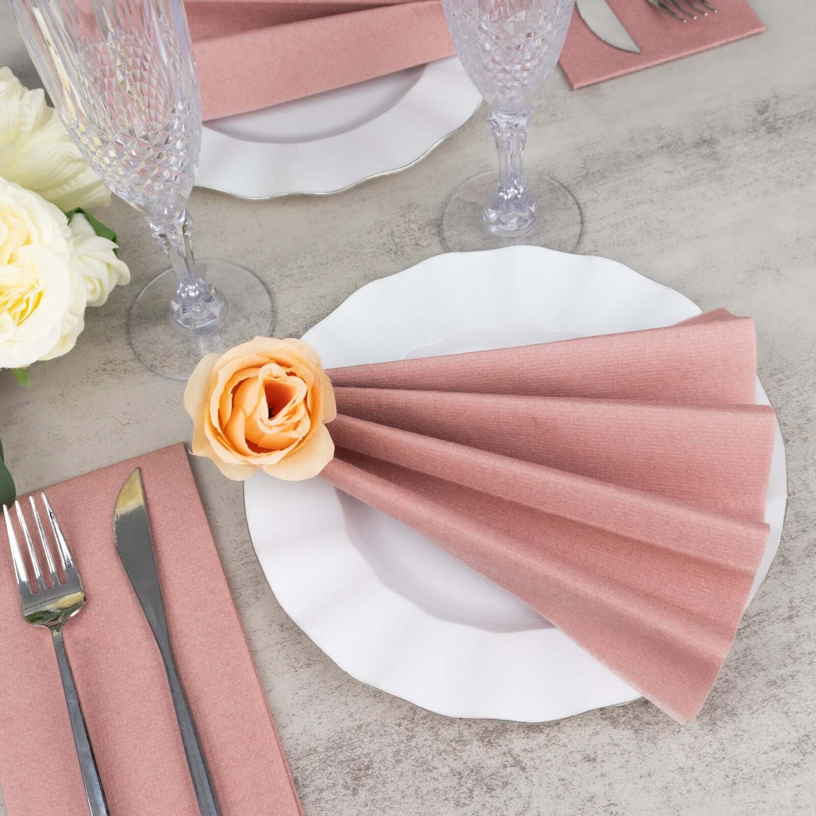 20-Pack Paper Linen-Like Napkins Dusty Rose - Disposable Hygienic Airlaid Guest Towels 8.5"x4"