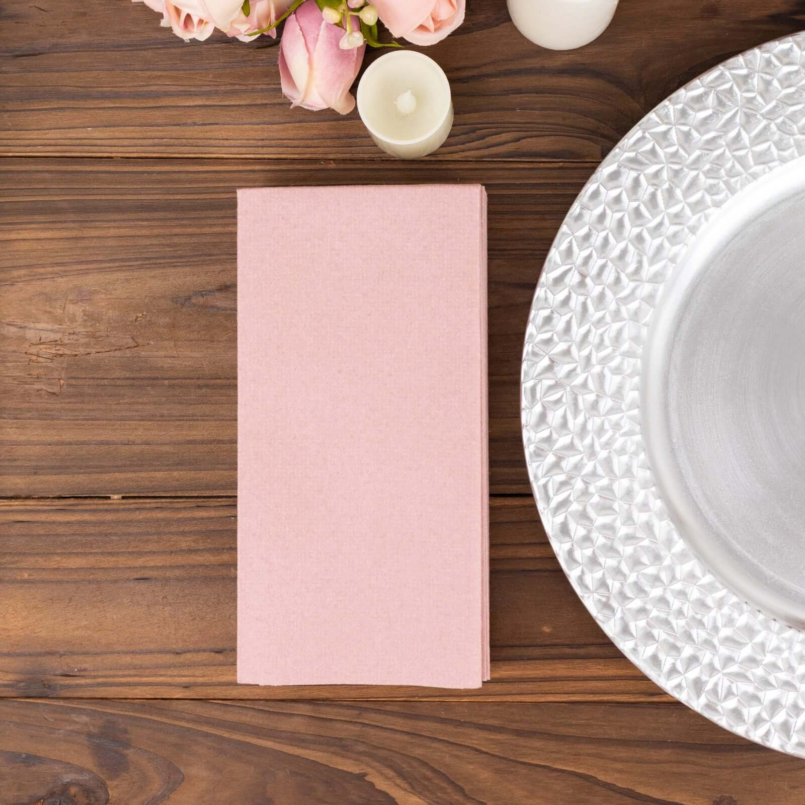 20-Pack Paper Linen-Like Napkins Dusty Rose - Disposable Hygienic Airlaid Guest Towels 8.5"x4"