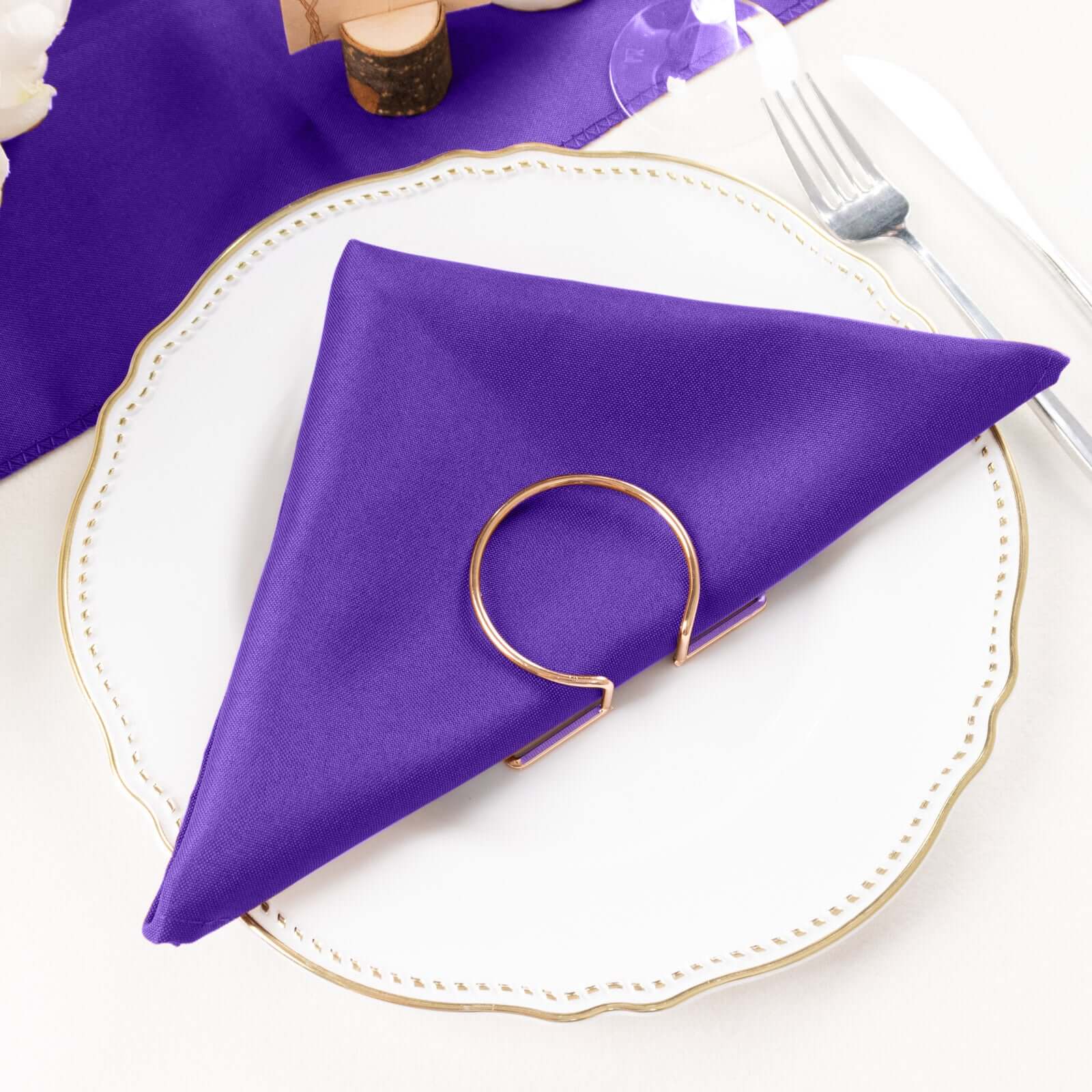 5 Pack Polyester 20"x20" Napkins Purple - Wrinkle Resistant & Easy Care Cloth Napkins