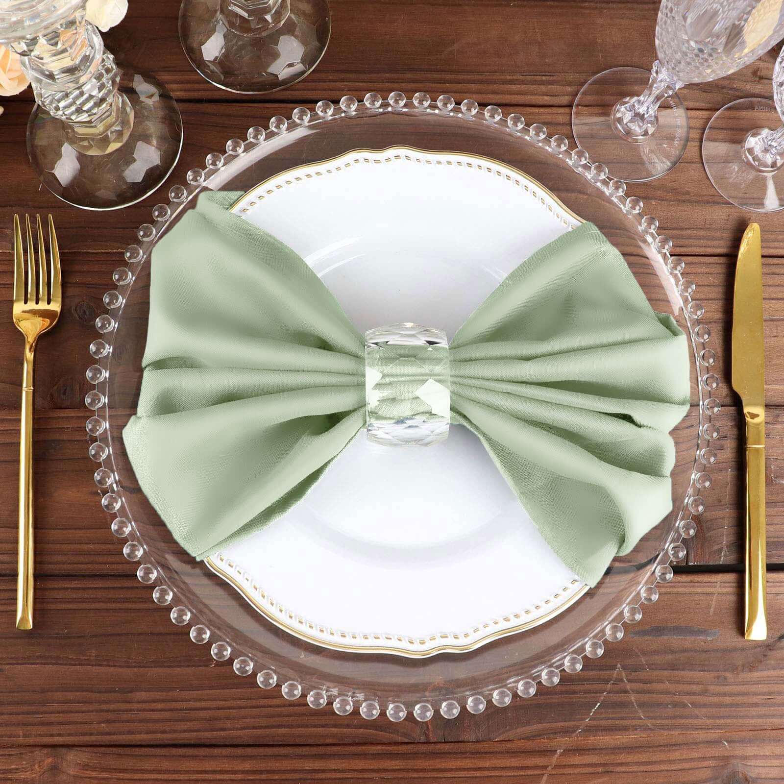 5 Pack Polyester 20"x20" Napkins Sage Green - Wrinkle Resistant & Easy Care Cloth Napkins