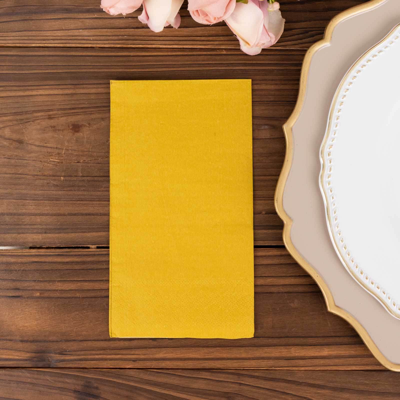 50-Pack Paper Napkins Soft Gold - Disposable 2-Ply Cocktail and Beverage Napkins for Weddings