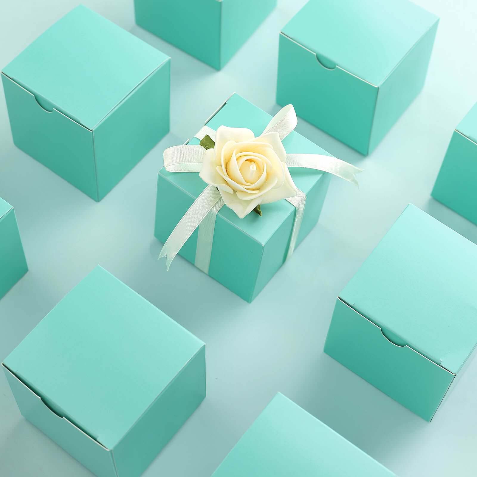 100 Pack 3" Easy DIY Turquoise Party Shower Favor Candy Gift Boxes