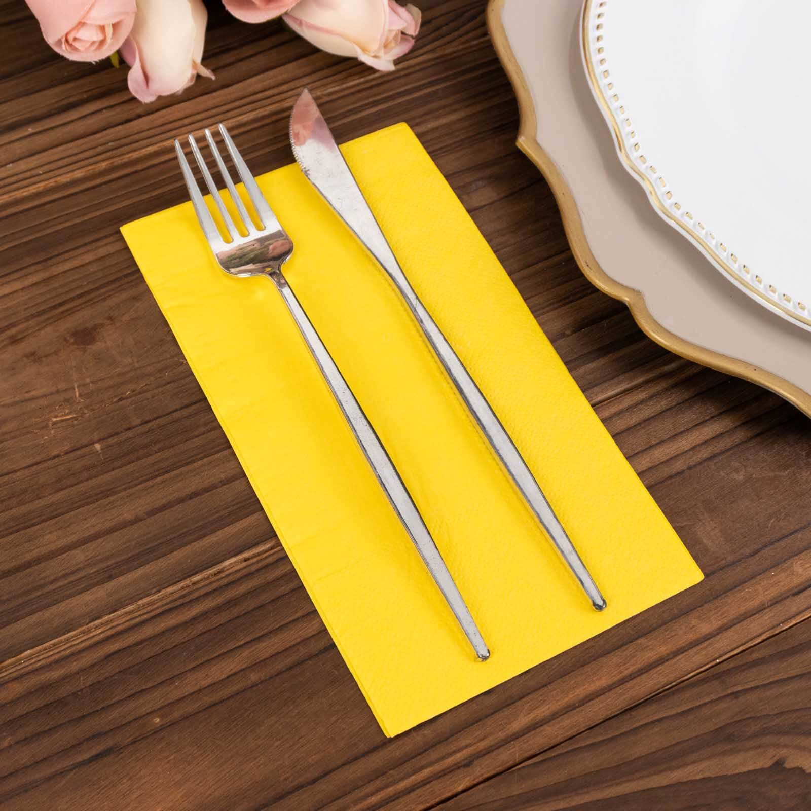 50-Pack Paper Napkins Soft Yellow - Disposable 2-Ply Cocktail and Beverage Napkins for Weddings