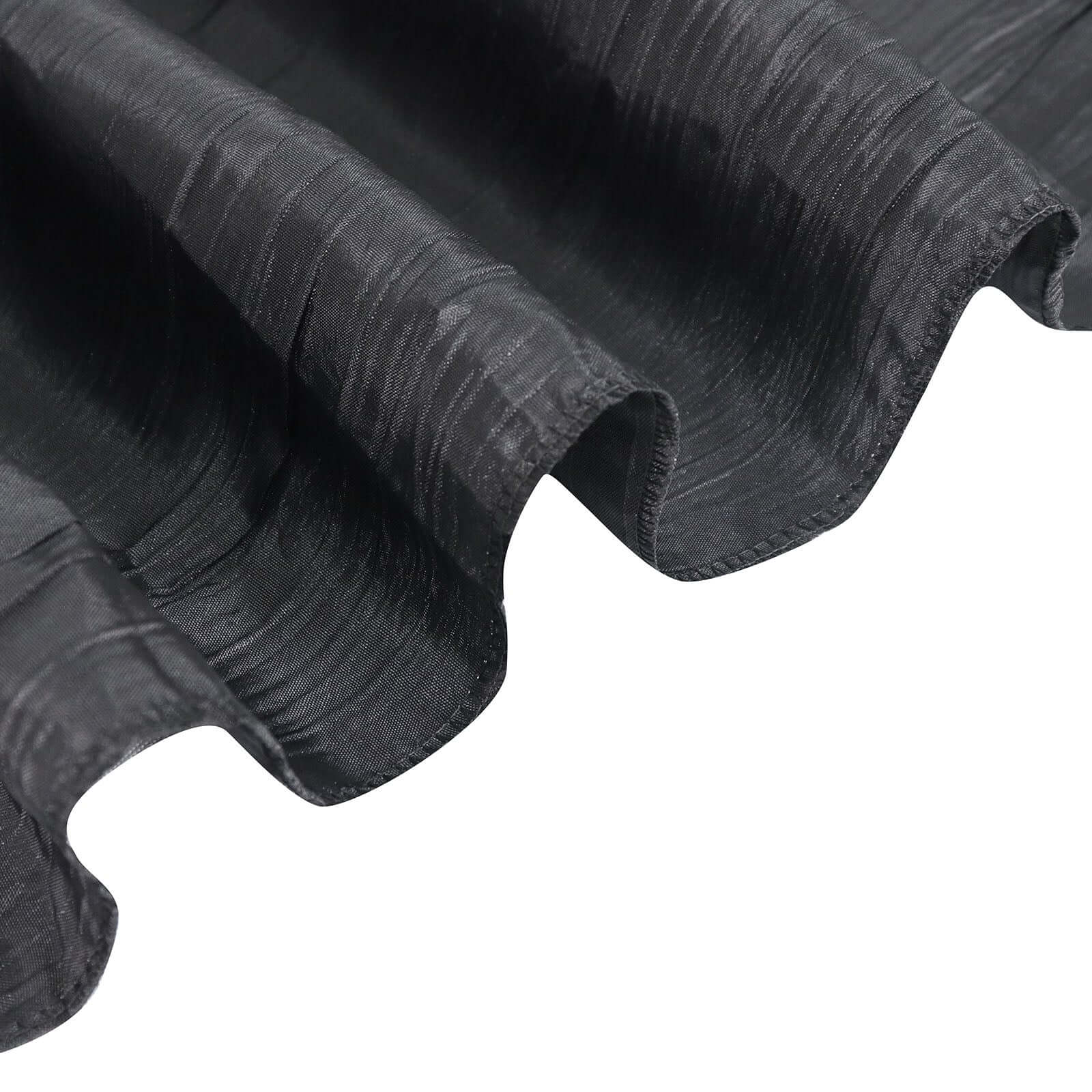 Taffeta 72"x72" Table Overlay Square Tablecloth Black - Accordion Crinkle Table Cover