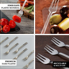 36-Pack Dessert Forks Mini Heavy Duty Design Clear - Plastic Disposable Utensils for Catering and Gatherings 4"
