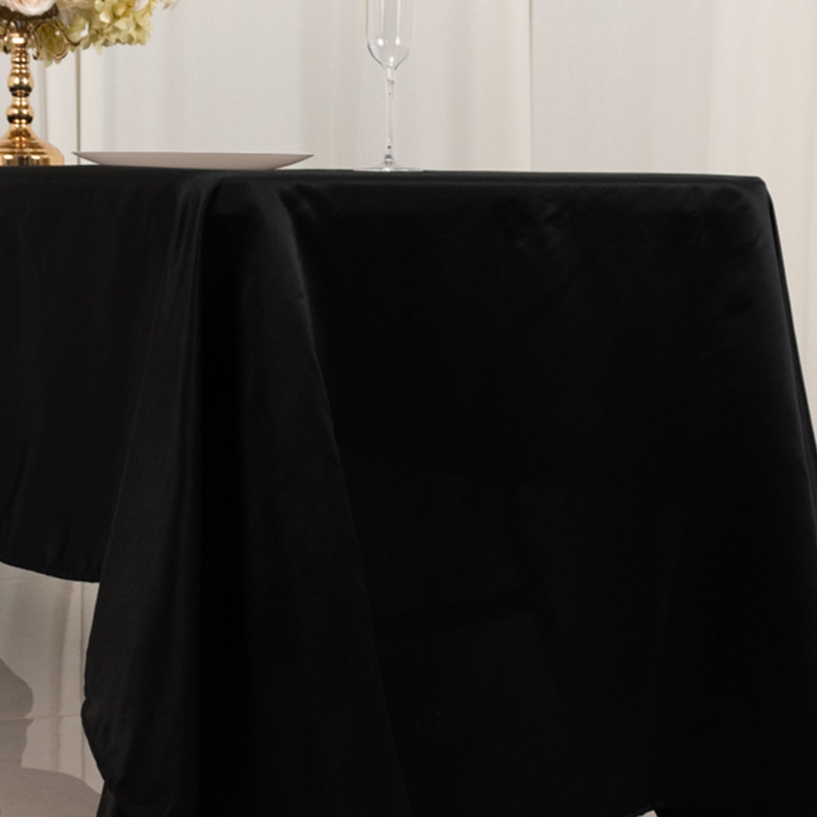 Lamour Satin 60"x126" Rectangle Tablecloth Black - Soft & Silk-Like Table Cover for Upscale Dining