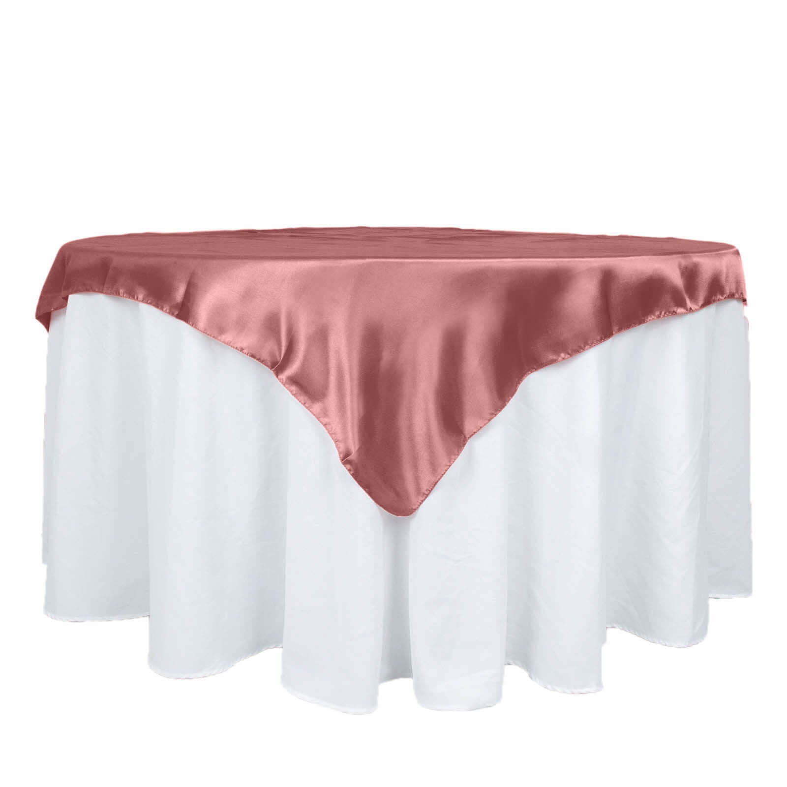 Satin 60"x60" Table Overlay Square Tablecloth Cinnamon Rose - Smooth Silky Touch Table Cover