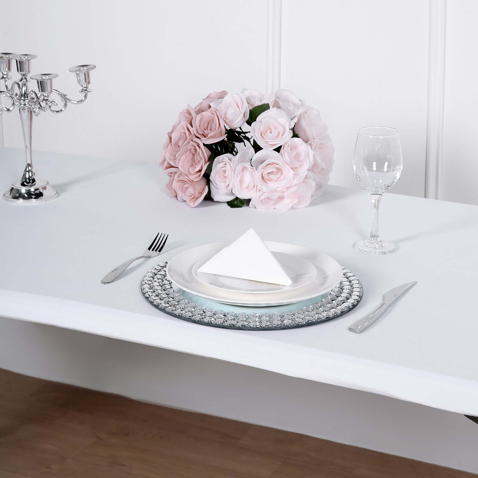 Stretch Spandex 72"x30" Rectangle Tablecloth Top Cover White - Sleek & Durable Fitted Table Topper Cap