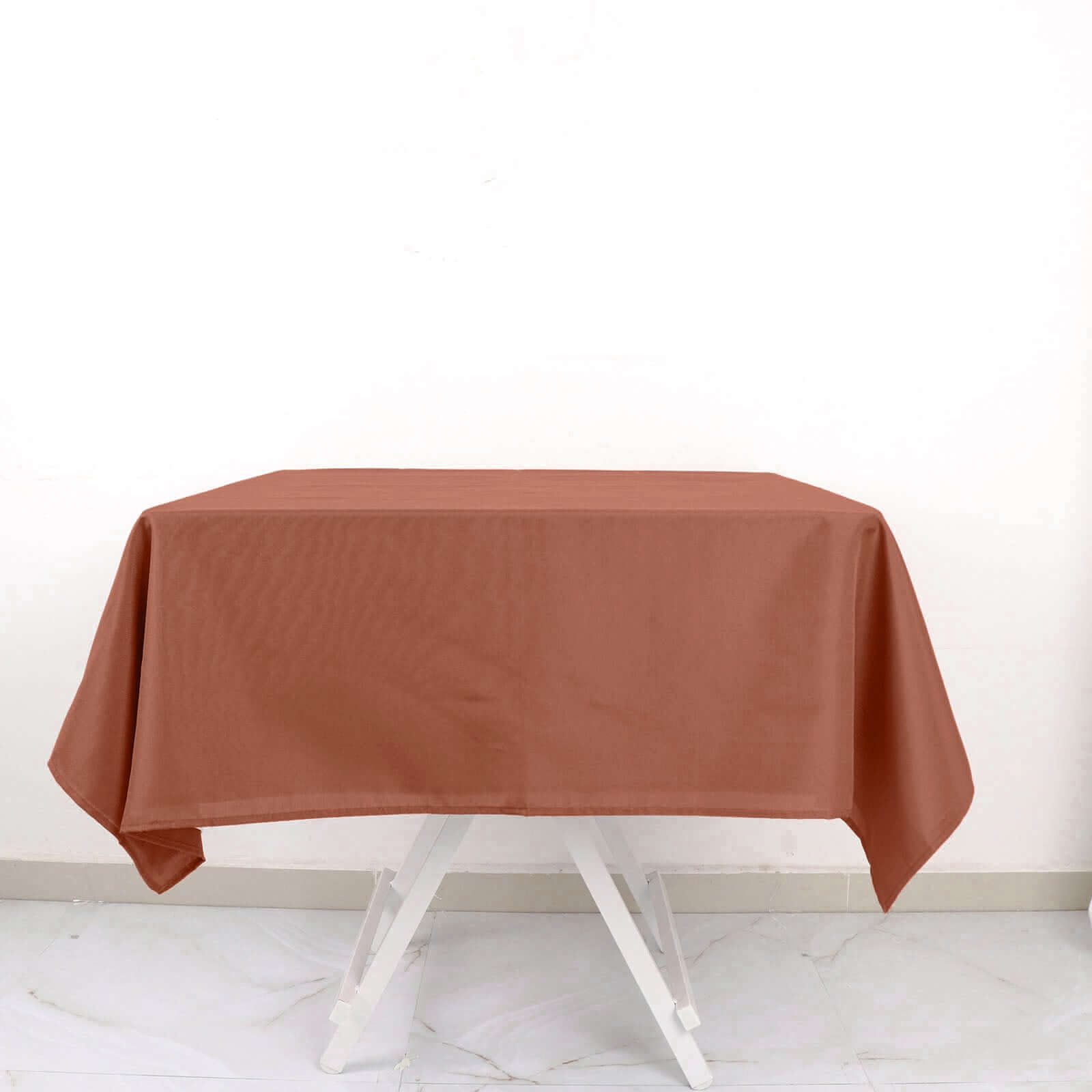 Polyester Square 54"x54" Tablecloth Terracotta (Rust) - Wrinkle-Resistant & Durable Table Cover