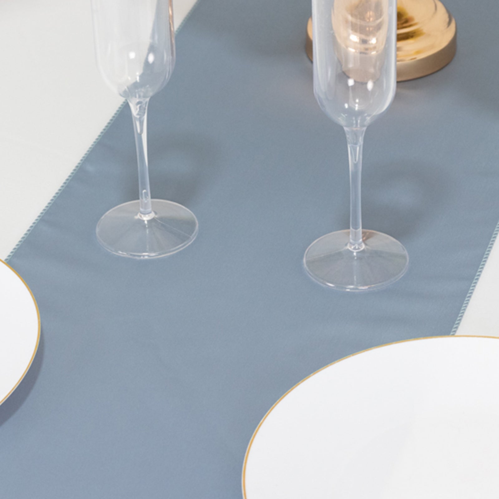 Lamour Satin 12"x108" Table Runner Dusty Blue - Smooth & Lustrous Finish