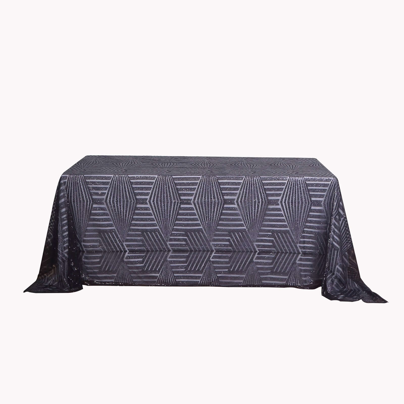 Sequin 90"x132" Rectangle Tablecloth Black - Seamless Diamond Table Cover