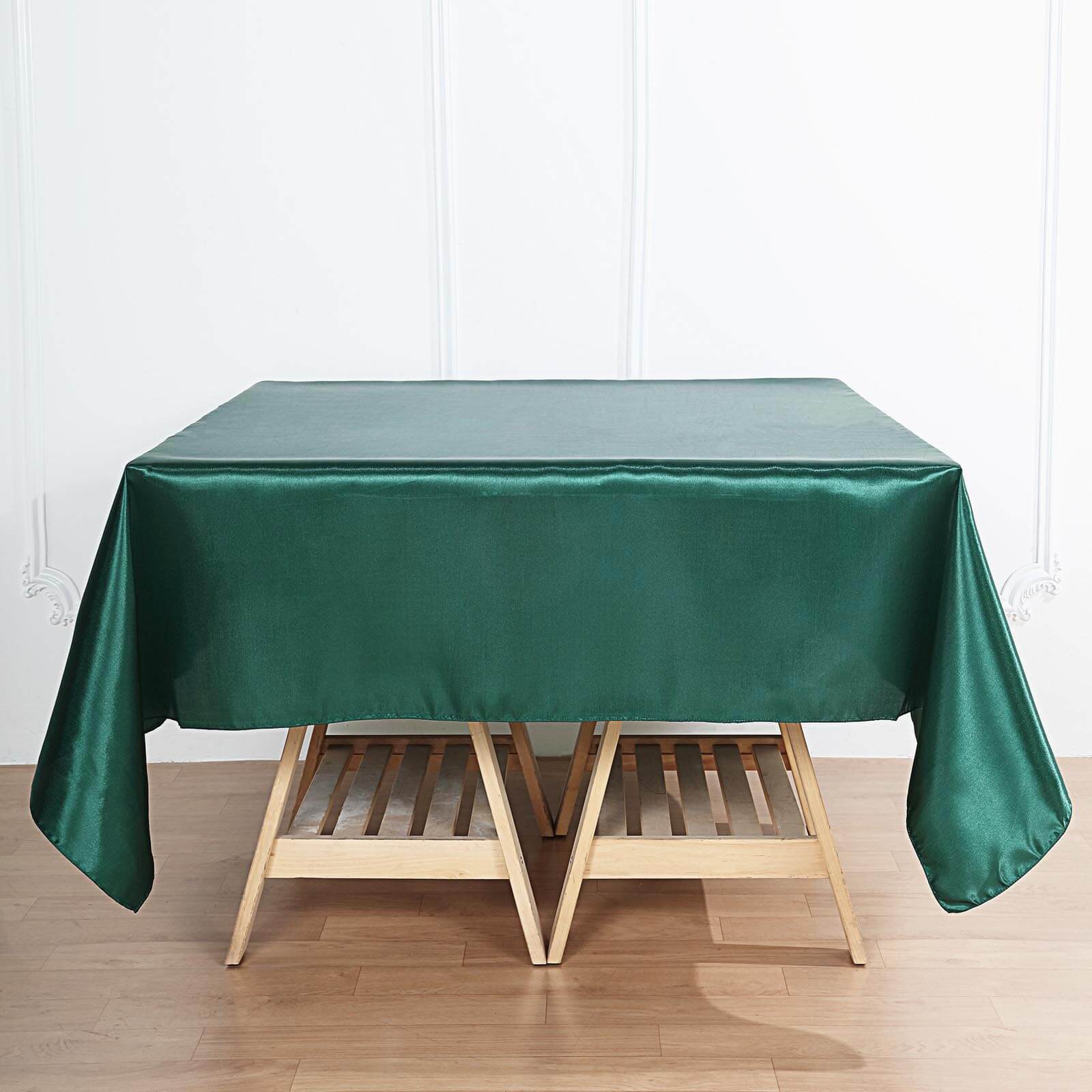Satin 72"x72" Table Overlay Square Tablecloth Hunter Emerald Green - Smooth Finish Table Cover