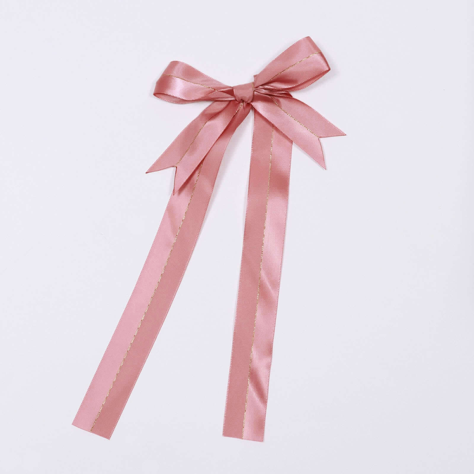 50 Pcs 10" Dusty Rose Pre Tied Ribbon Bows, Satin Ribbon With Gold Foil Lining For Gift Basket and Party Favors Decor