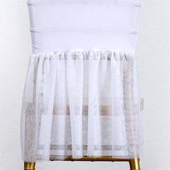 Spandex Chair Cover Skirt Sheer Tutu Style for Wedding Chairs White - Stylish Decor for Formal Gatherings