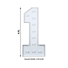 Giant LED Marquee Light Up Number "1", White 4ft Pre-Cut Foam Board with 10 Warm White Battery Operated LEDs, Glue Gun and Sticks