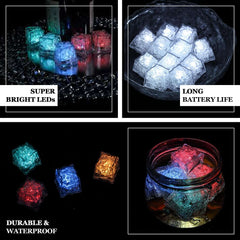 12-Pack LED Ice Cubes Submersible Multicolor Design - Adjustable Waterproof Party Lights