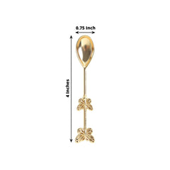 5 Pack Gold Metal Butterfly Handle Dessert Spoons in Clear Top Black Gift Box, Pre-Packed Mini Espresso Coffee Spoons Wedding Souvenir Gift with Thank You Tag and Ribbon - 4"