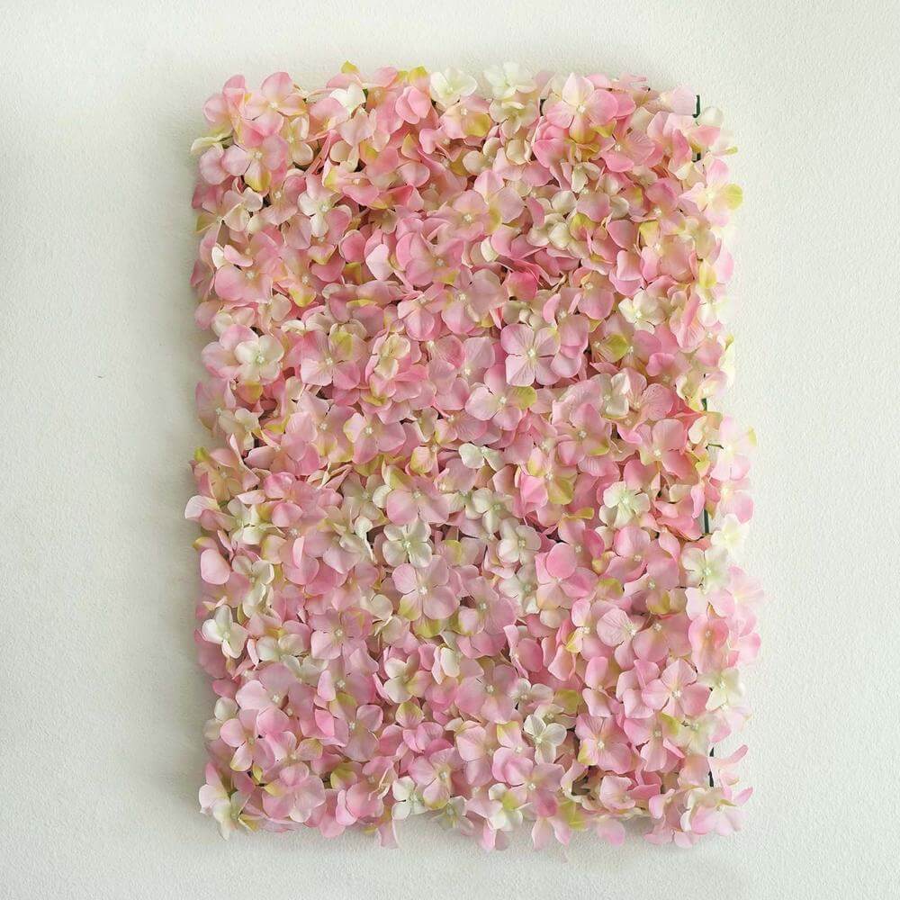 11 Sq ft. Pink Cream UV Protected Hydrangea Flower Wall Mat Backdrop - 4 Artificial Panels