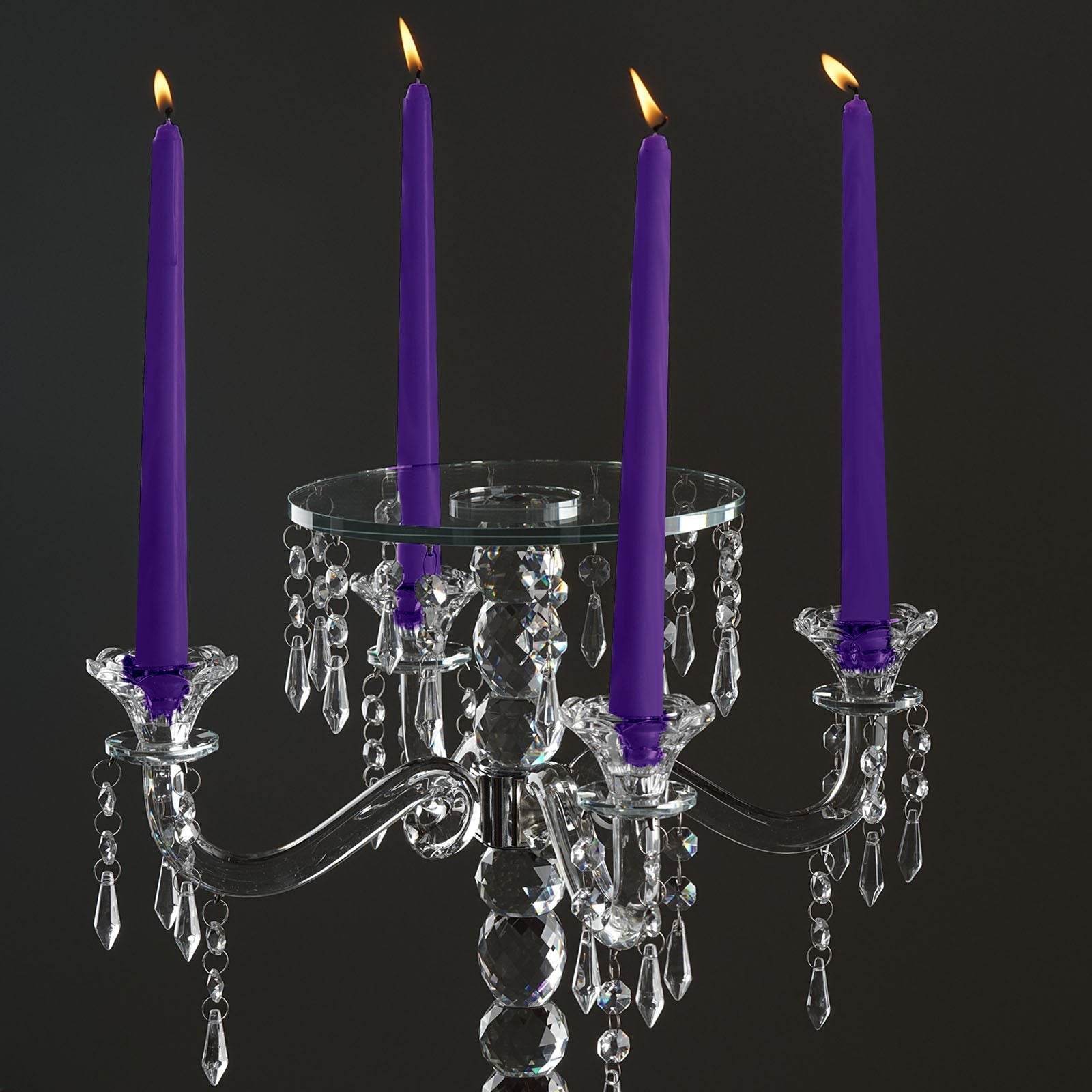 12-Pack Taper Candles Premium Wax Design Purple - Unscented Candles for Upscale Settings 10"