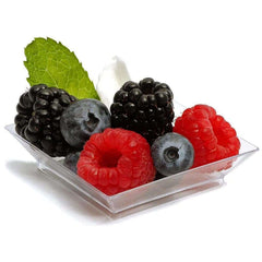 50-Pack Appetizer Plates Modern Square Design Clear - Plastic Disposable Bowls for Desserts 2"
