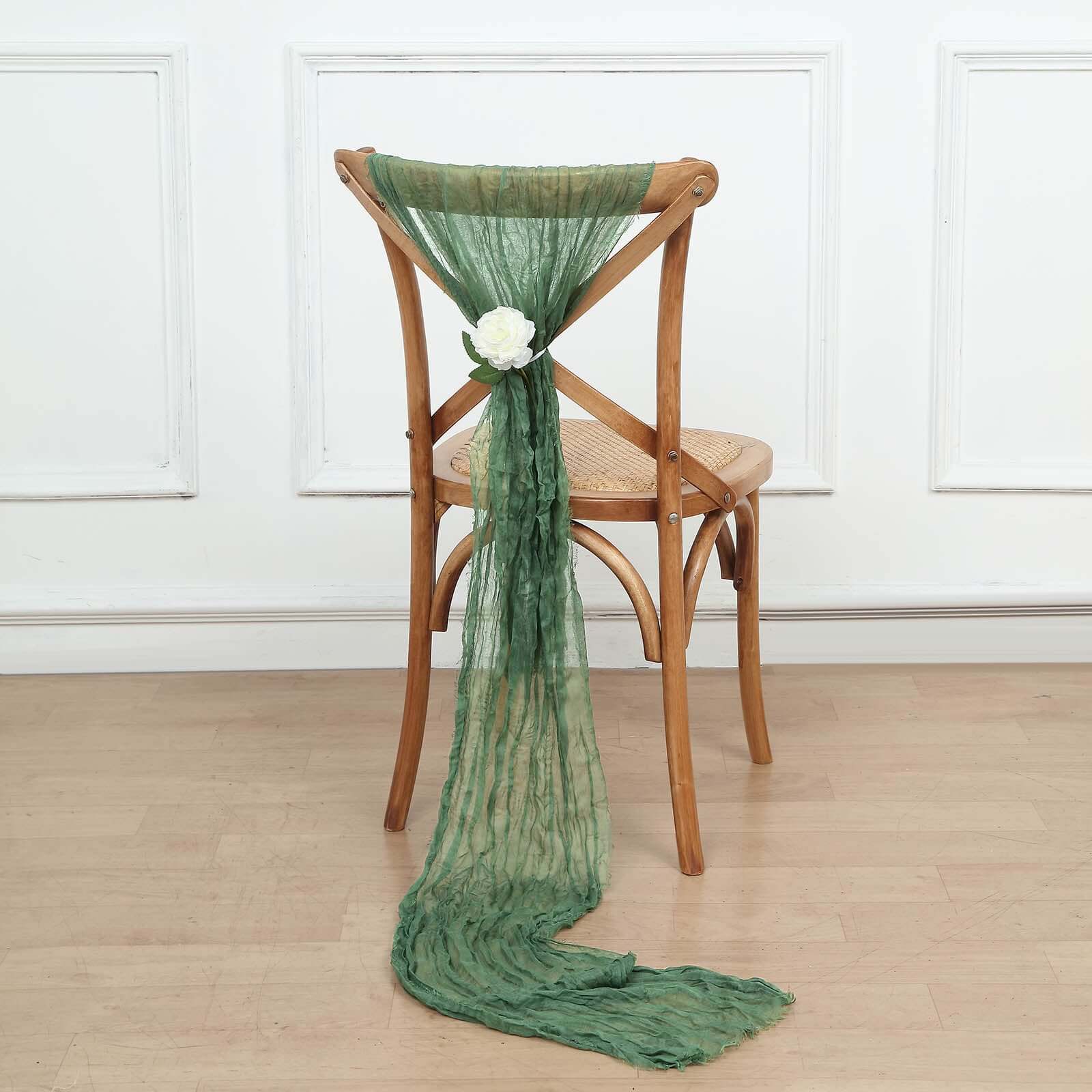 5 Pack Cheesecloth Gauze 16"x88" Chair Sashes Olive Green - Boho Chair Decorations