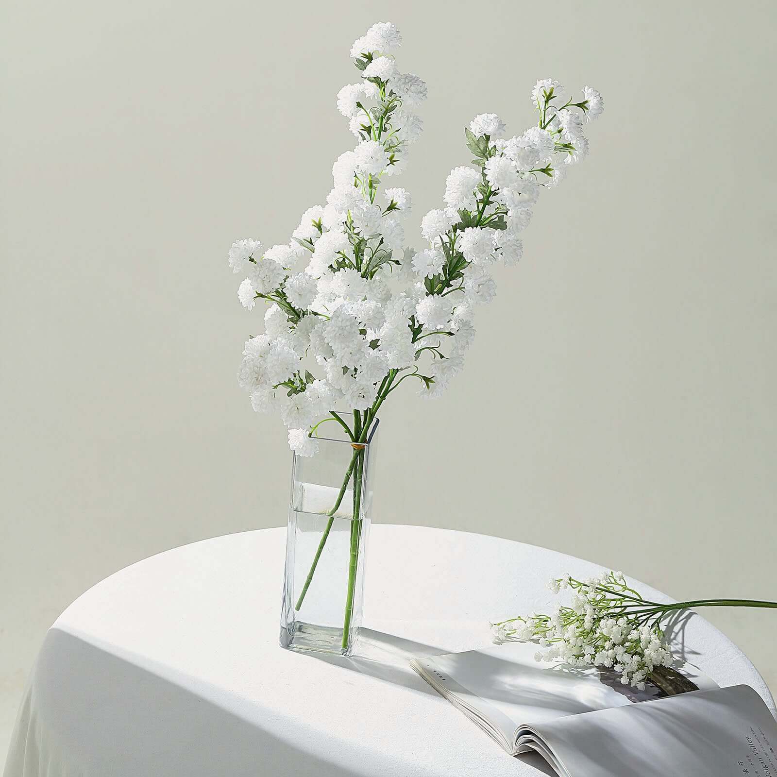 2 Bushes 33" White Artificial Silk Chrysanthemum Mum Flower Bouquets