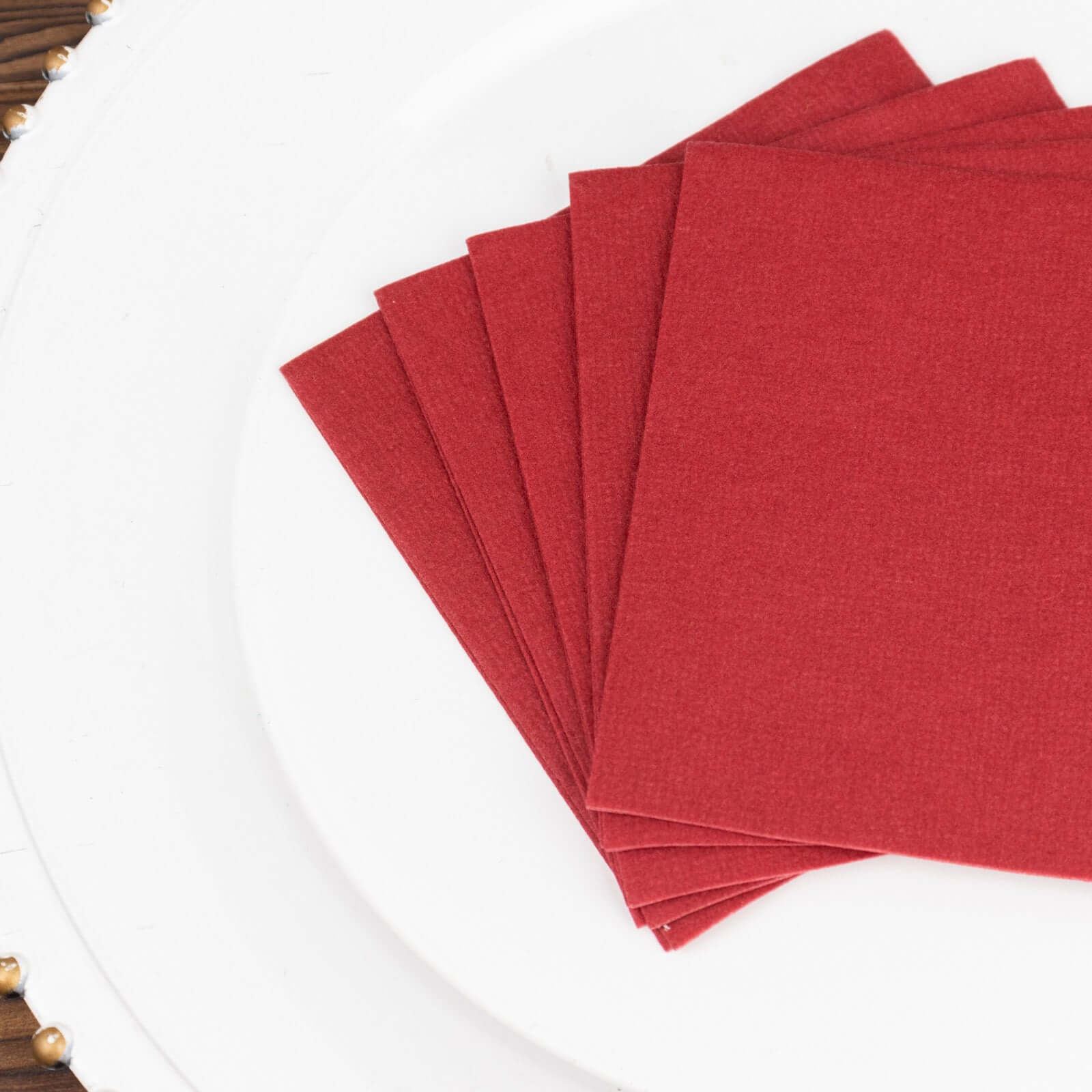 20-Pack Paper Linen-Like Cocktail Napkins Burgundy - Disposable 5"x5" Airlaid Soft Napkins