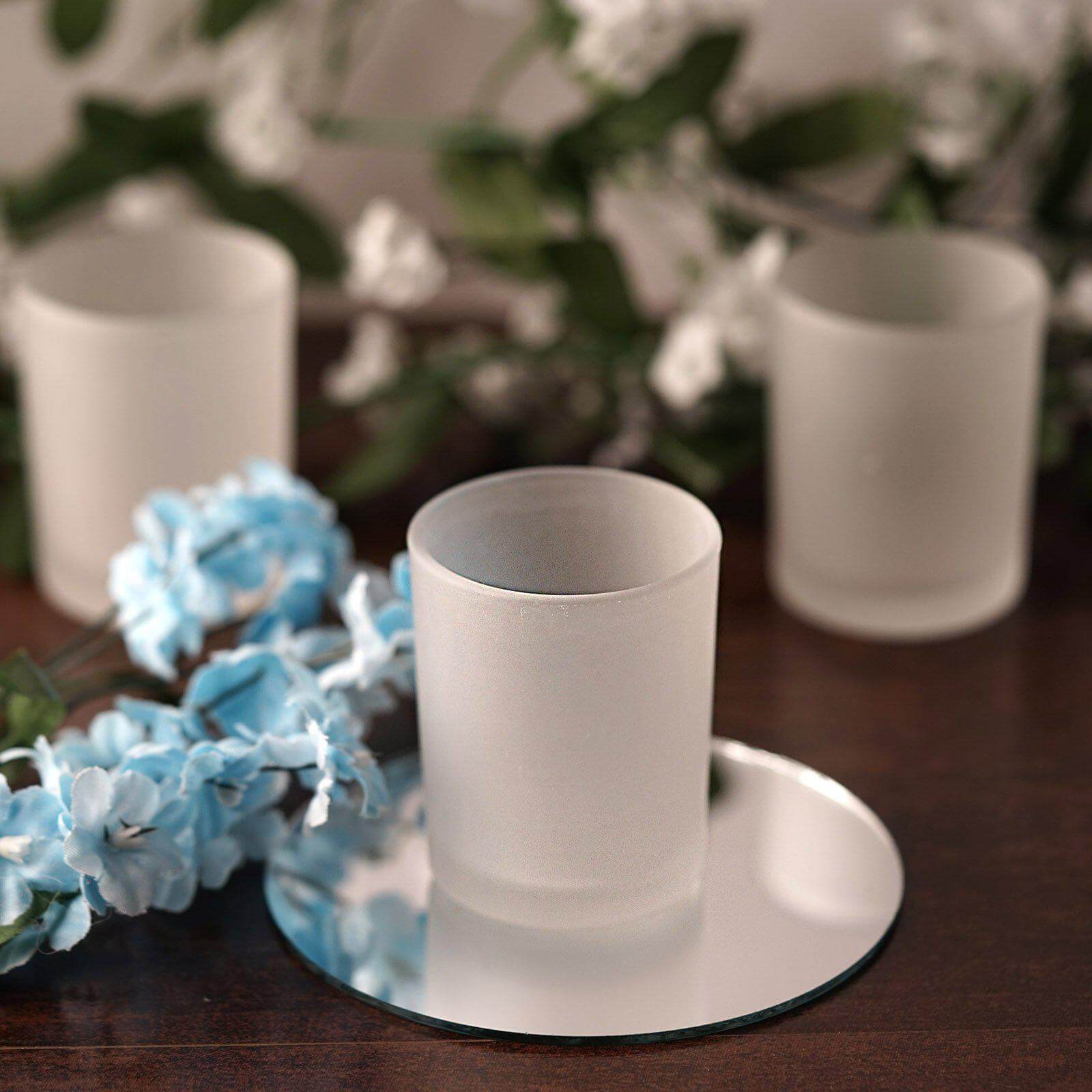 12-Pack Glass Votive Candle Holders Frosted - Tealight Holder Set for Weddings and Events 2.5"
