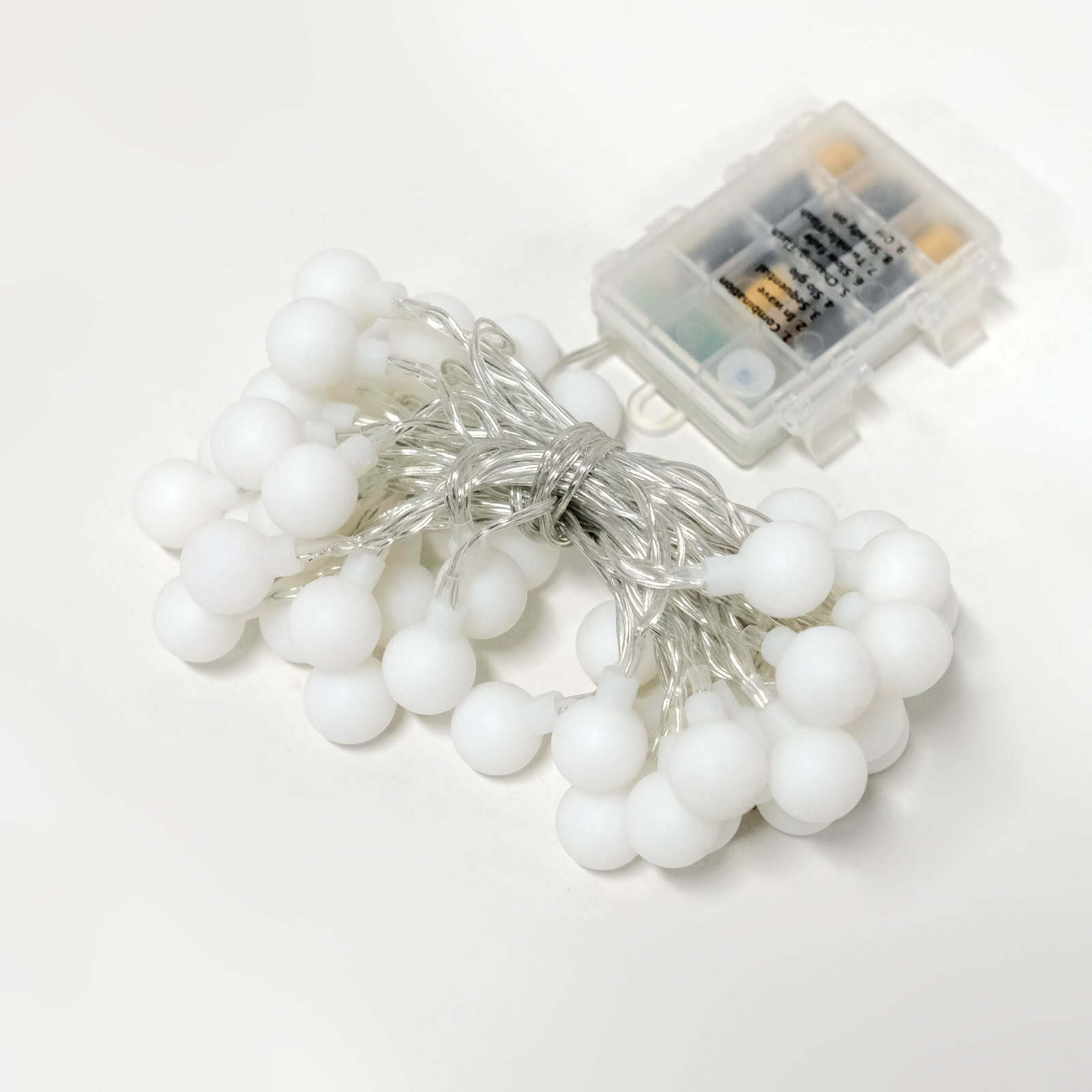 16ft Colorful Frosted 50 LED Bulb Battery Operated Fairy String Lights, Remote Included