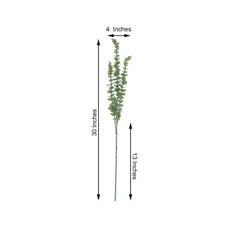 3 Bushes 30" Frosted Green Artificial Eucalyptus Branches Faux Plant