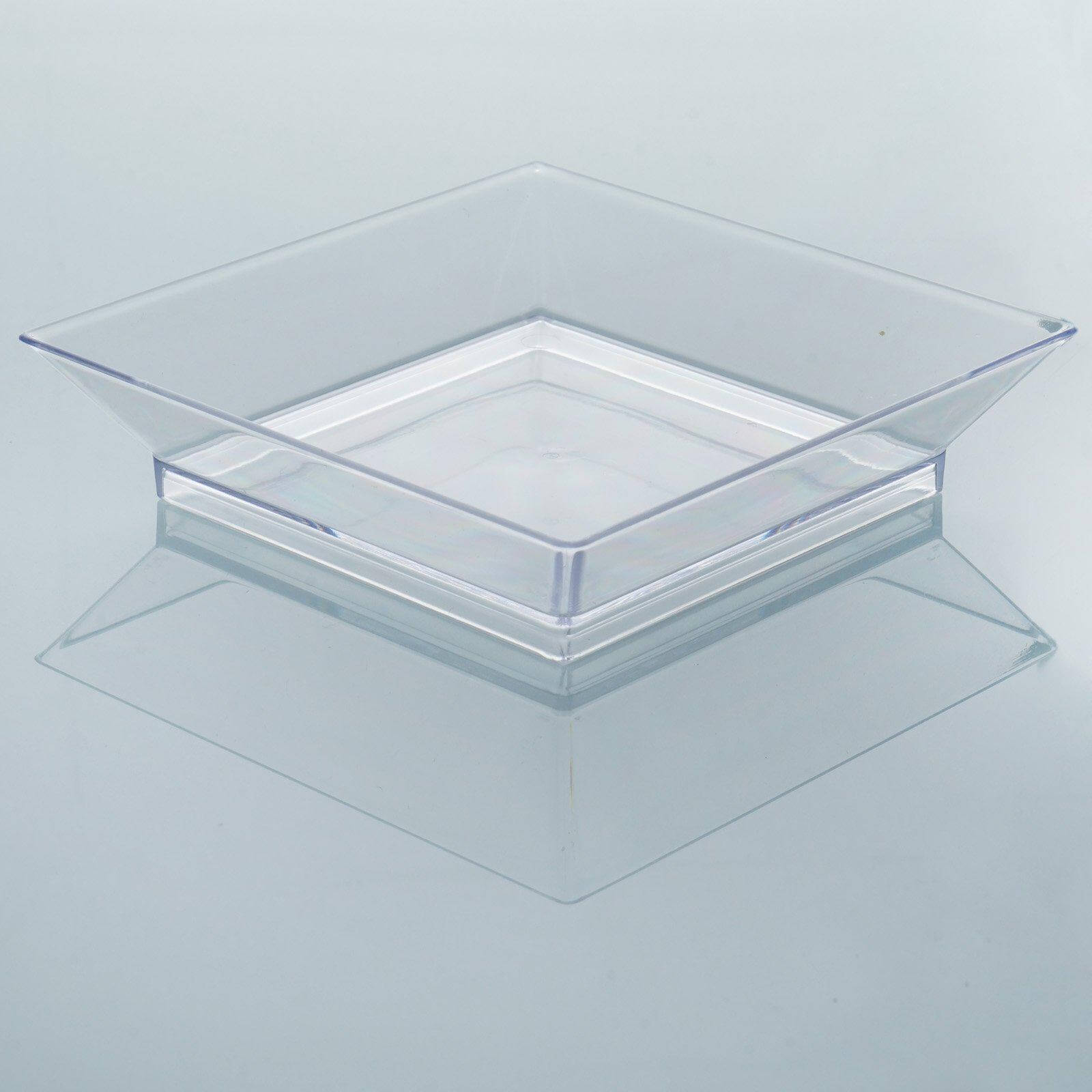 10-Pack Tapas Plates Sleek Square Design Clear - Plastic Disposable Plates for Parties 4"