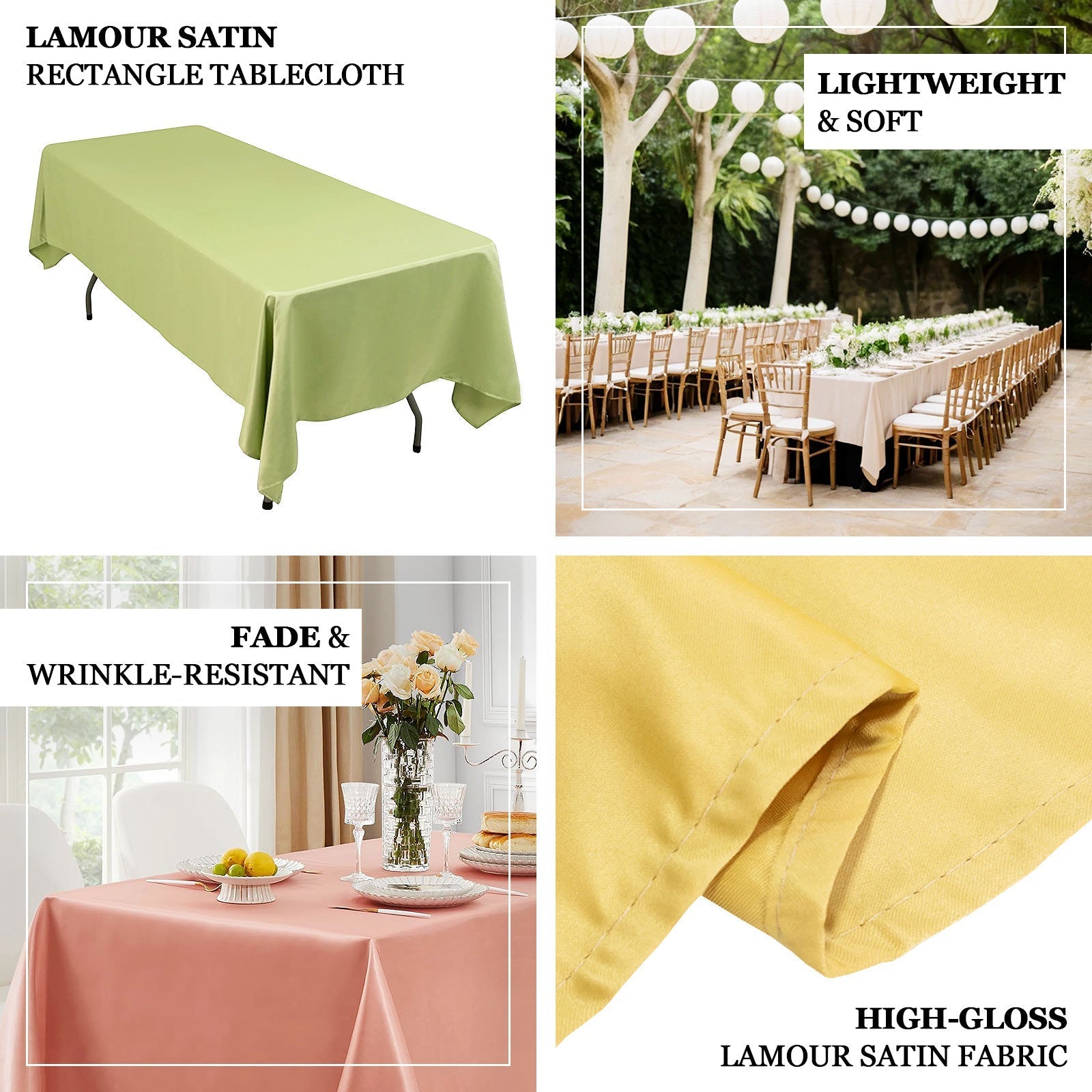 Lamour Satin 60"x126" Rectangle Tablecloth Fuchsia - Soft & Silk-Like Table Cover