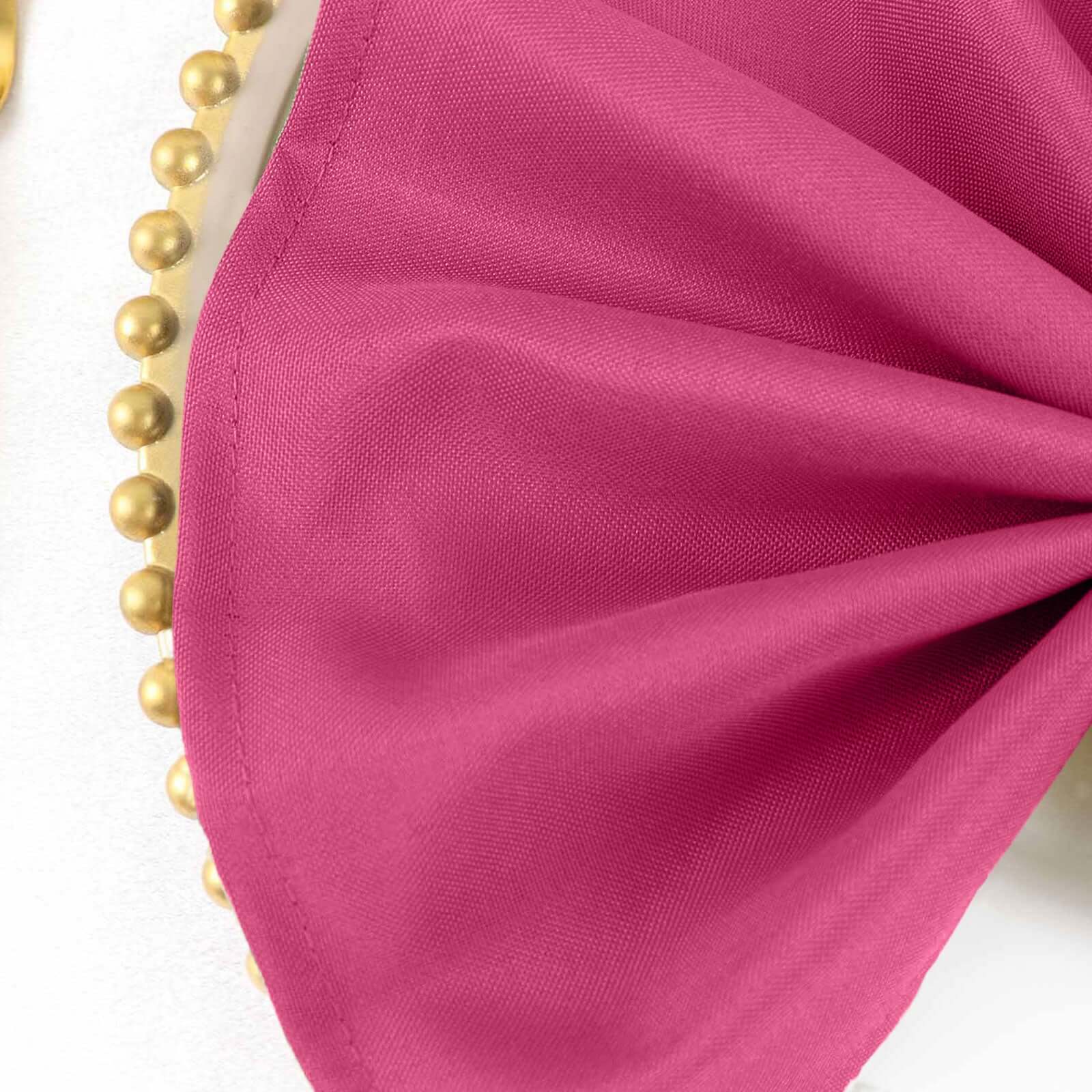 5 Pack Polyester 17"x17" Napkins Fuchsia - Durable & Wrinkle Resistant Dinner Napkins