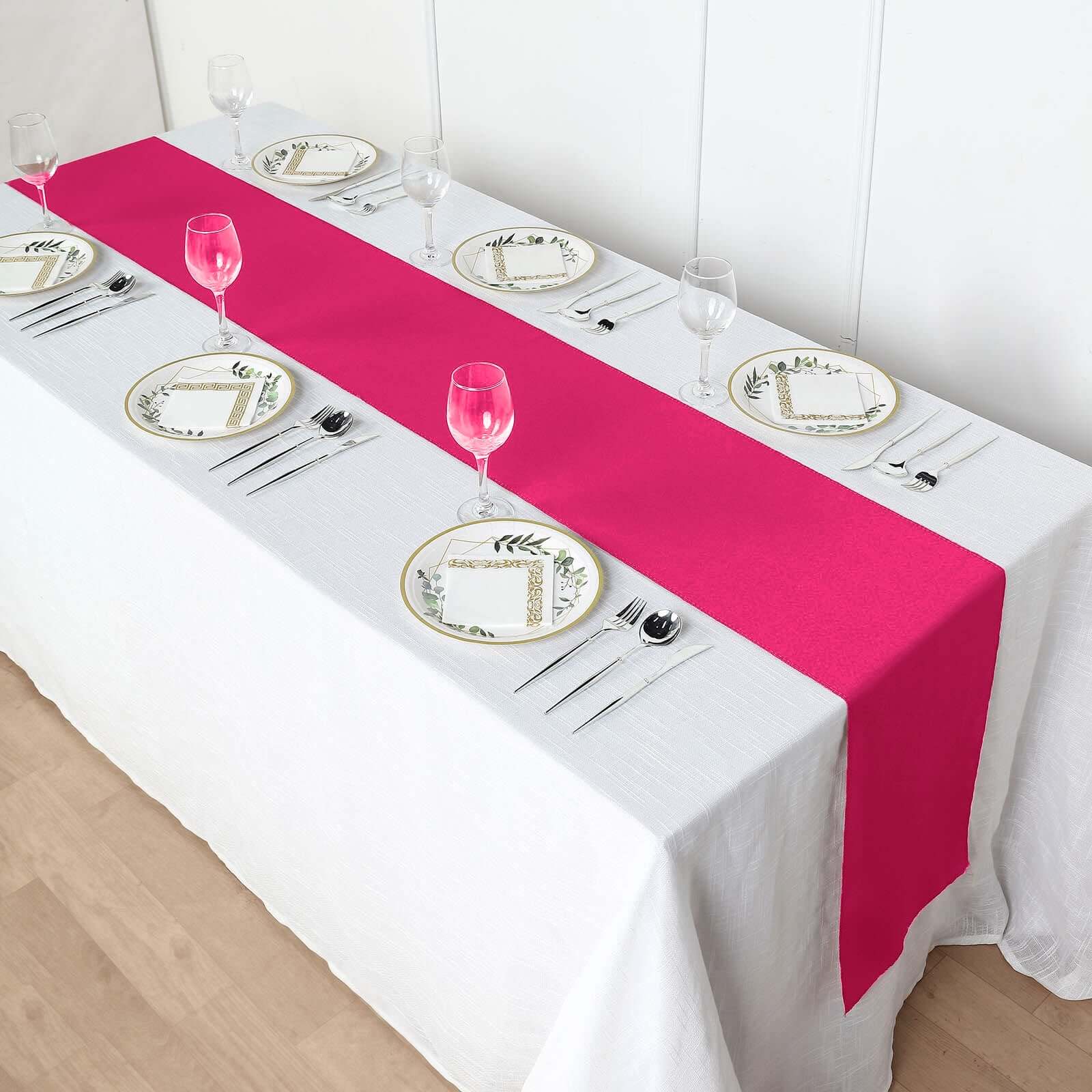 Polyester 12"x108" Table Runner Fuchsia - Durable & Wrinkle-Resistant Table Decor
