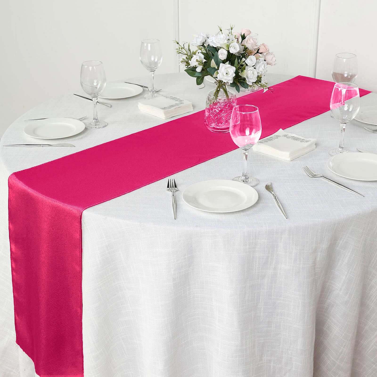Polyester 12"x108" Table Runner Fuchsia - Durable & Wrinkle-Resistant Table Decor