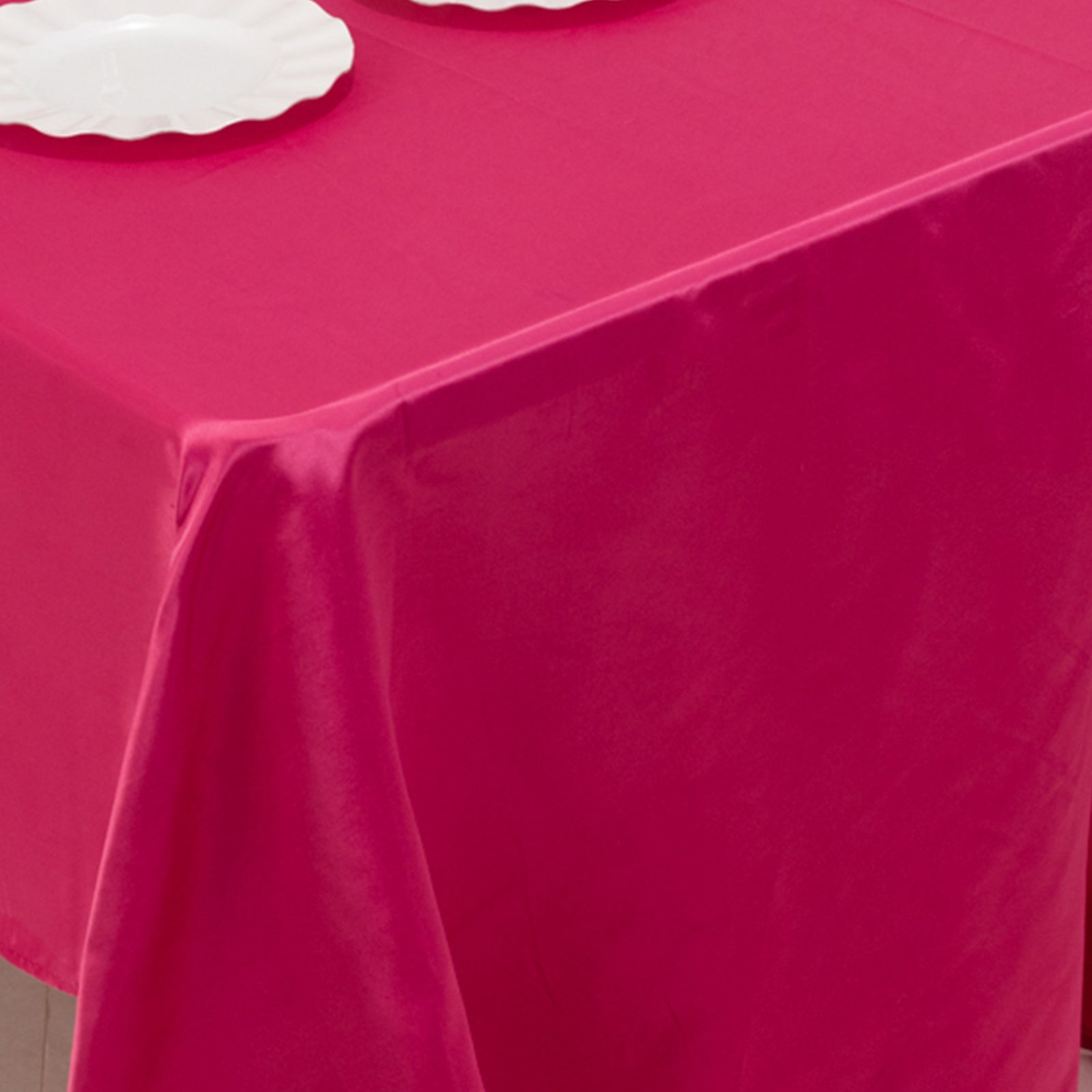 Lamour Satin 60"x126" Rectangle Tablecloth Fuchsia - Soft & Silk-Like Table Cover