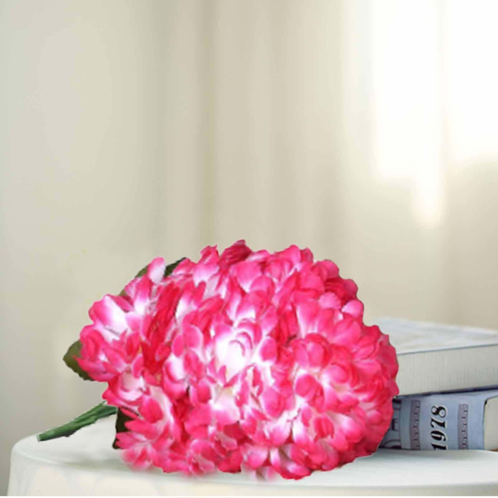4 Bushes Fuchsia Artificial Silk Chrysanthemums 56 Faux Flowers - Clearance SALE