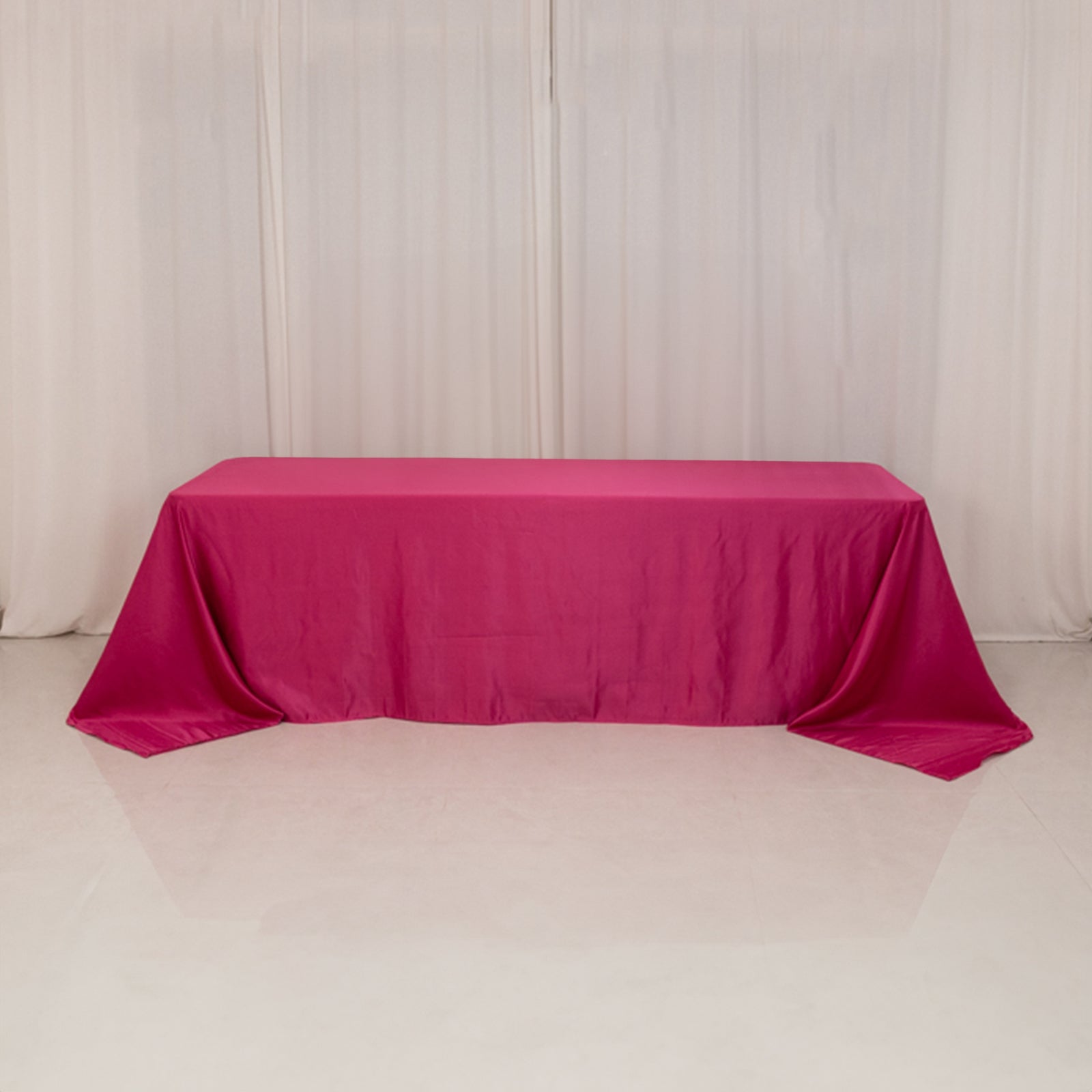 Lamour Satin 90"x156" Rectangle Tablecloth Fuchsia - Luxurious, Soft Seamless Table Cover