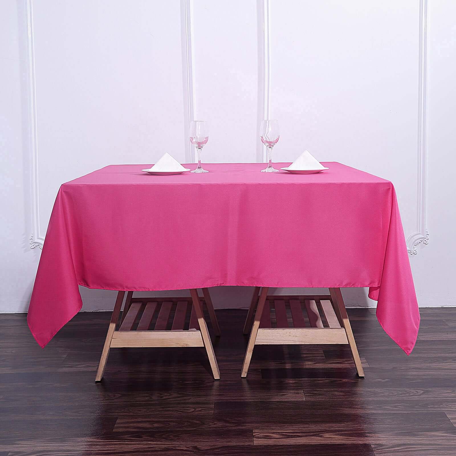Polyester Square 70"x70" Tablecloth Fuchsia - Wrinkle-Resistant & Durable Table Cover