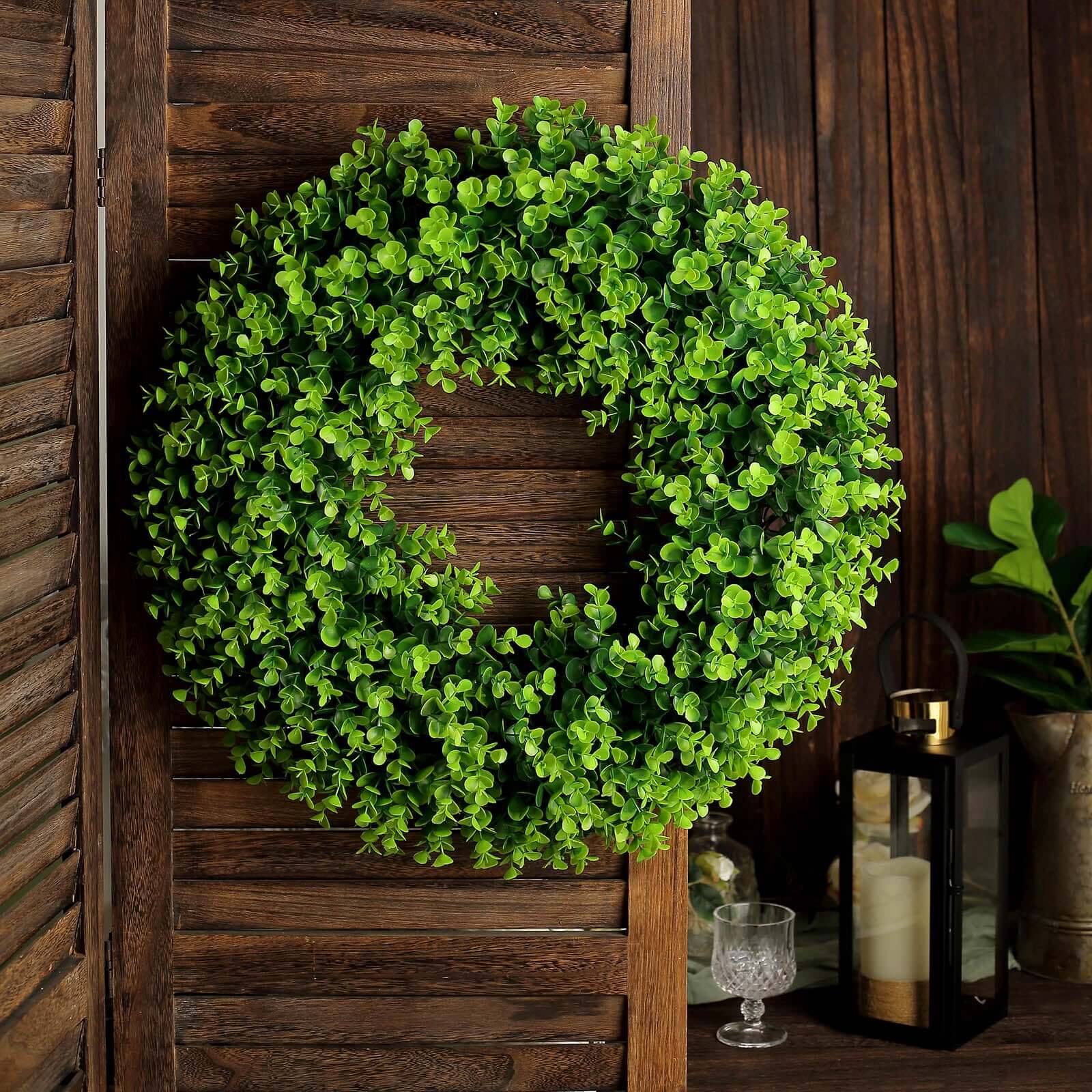 2 Pack 21" Green Artificial Lifelike Eucalyptus Leaf Spring Wreaths